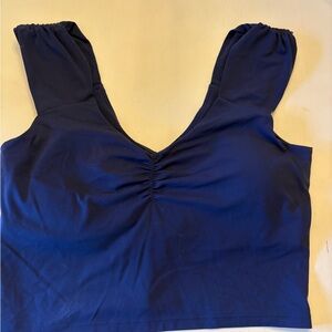 Aerie Offline Women's Navy Crop Top Bra Top XXL Ruched